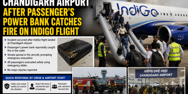 Emergency Evacuation at Chandigarh Airport After Passenger’s Power Bank Catches Fire on IndiGo Flight